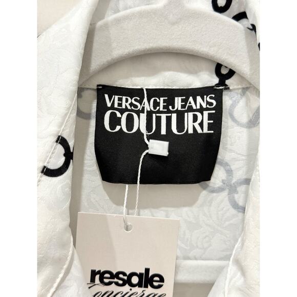 Versace Jeans Couture Chain-Link Print Button-Up Shirt White Women's Size US 6 - Picture 4 of 6